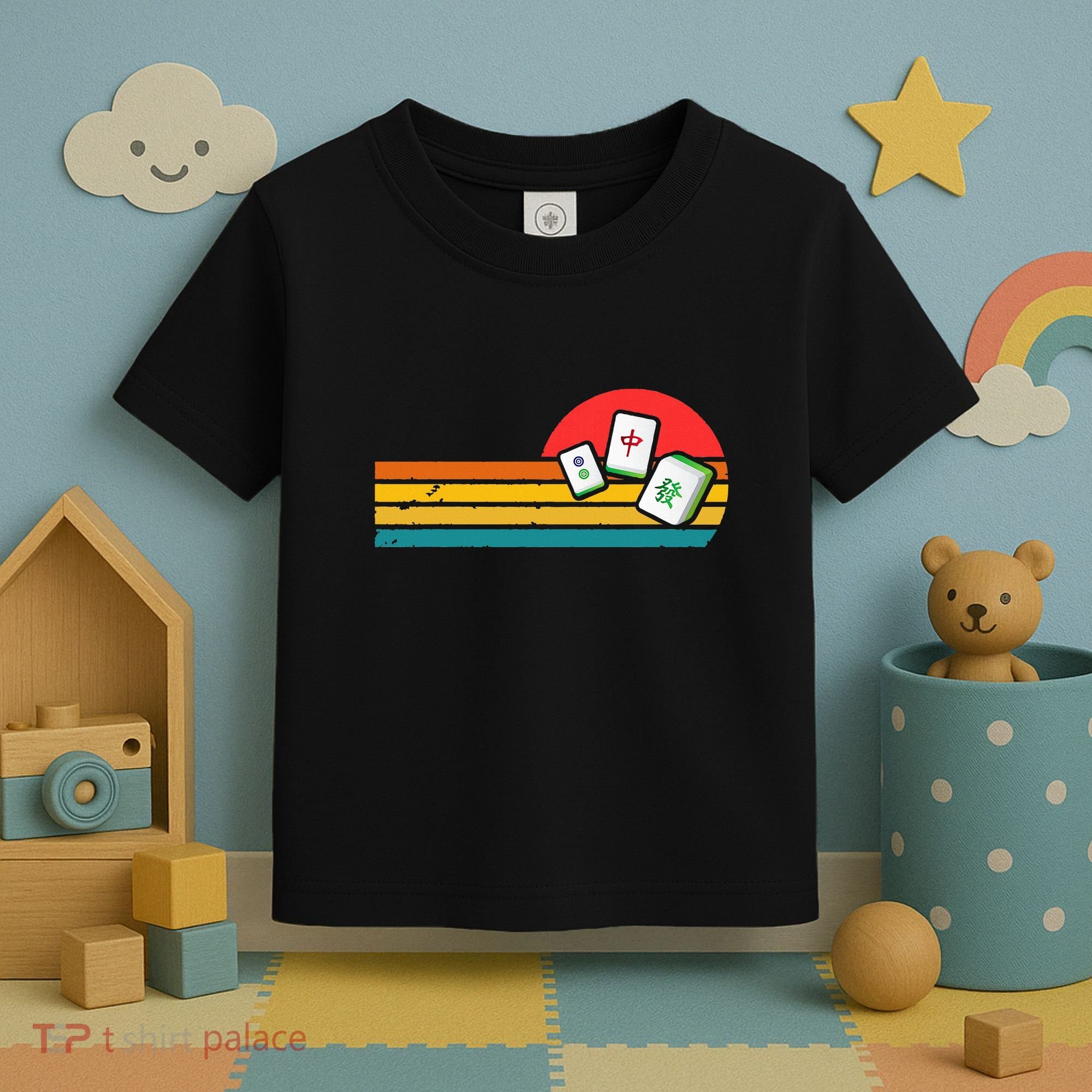 Mahjong Chinese 80s Retro Mah Jongg Toddler T-Shirt