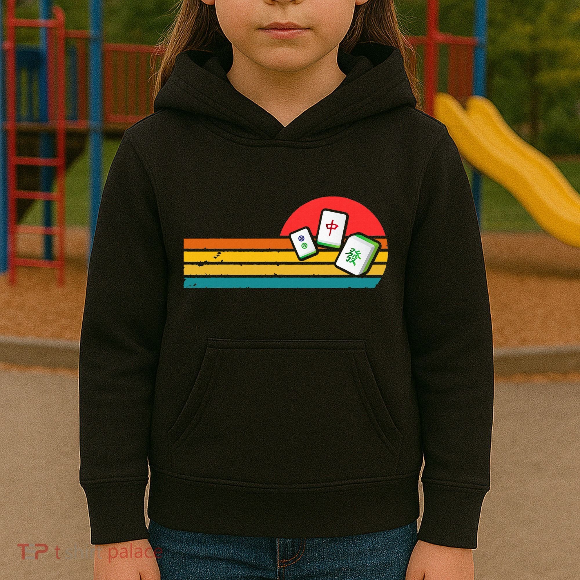 Mahjong Chinese 80s Retro Mah Jongg Kids Hoodie