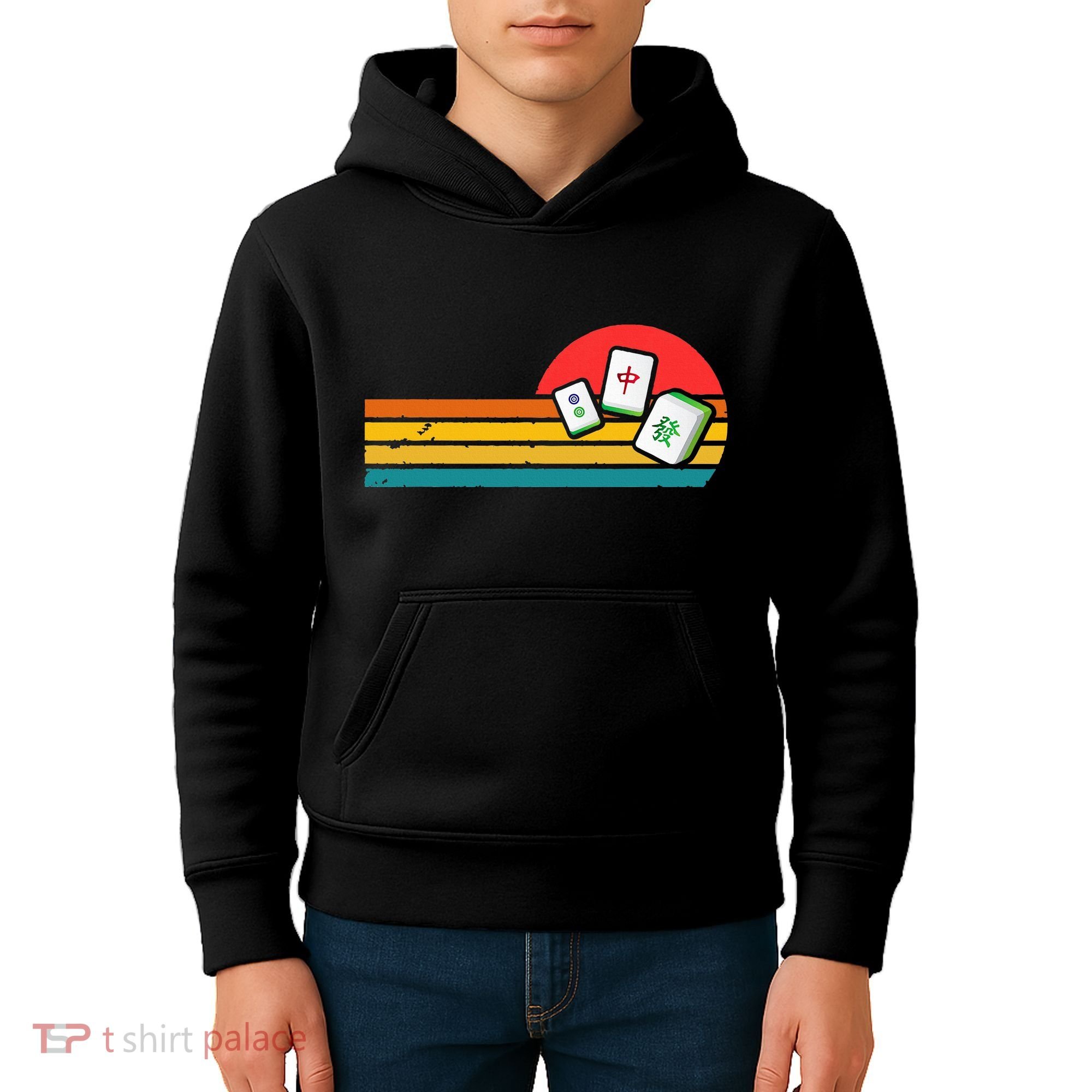 Mahjong Chinese 80s Retro Mah Jongg Kids Hoodie