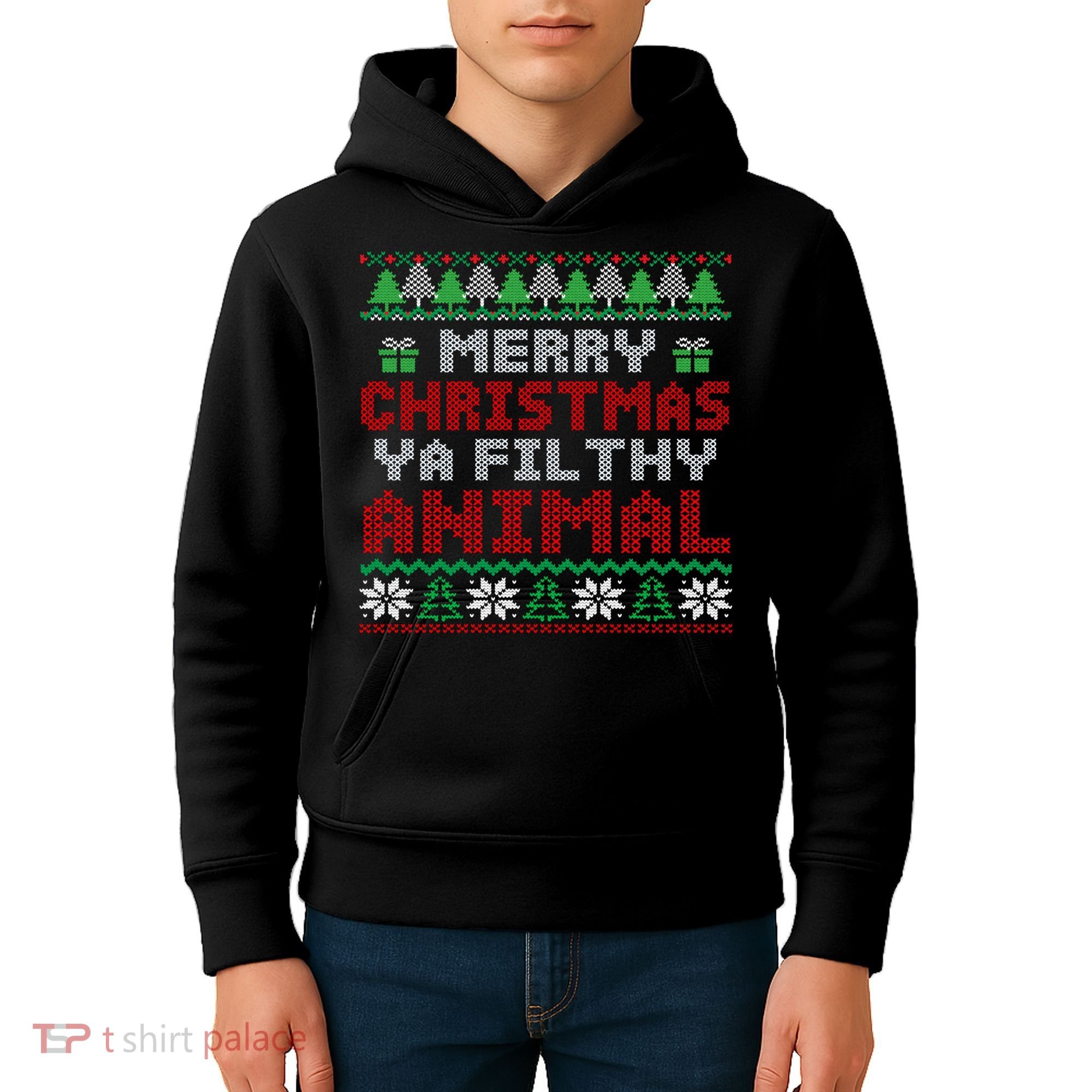 Merry Christmas Animal Filthy Ya Cute Gift Xmas Kids Hoodie