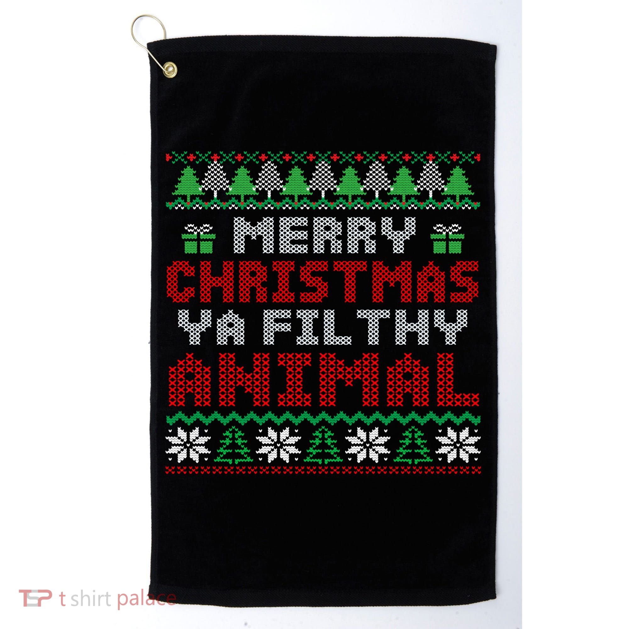 Merry Christmas Animal Filthy Ya Hoodie Golf Towel