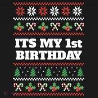 Merry Christmas And Yes Its My 1st Birthday Ugly Sweater Funny Gift Backpack thumb 2
