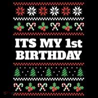 Merry Christmas And Yes Its My 1st Birthday Ugly Sweater Funny Gift Coffee Mug thumb 5
