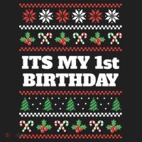 Merry Christmas And Yes Its My 1st Birthday Ugly Sweater Funny Gift Beanie thumb 2