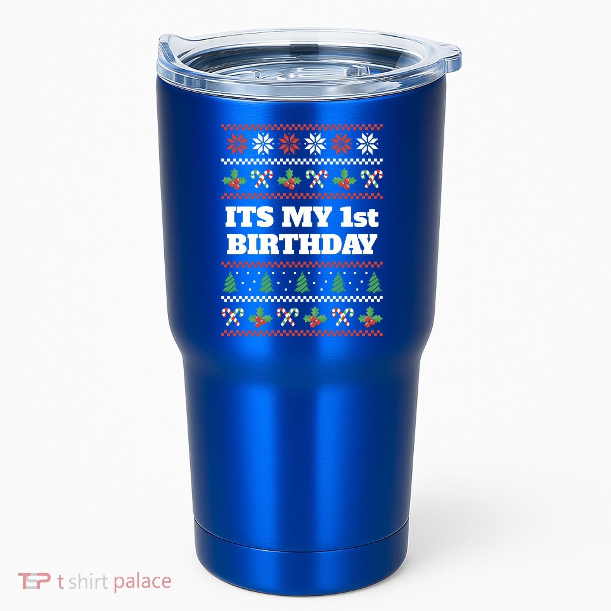 Merry Christmas And Yes Its My 1st Birthday Ugly Sweater Funny Gift Tumbler