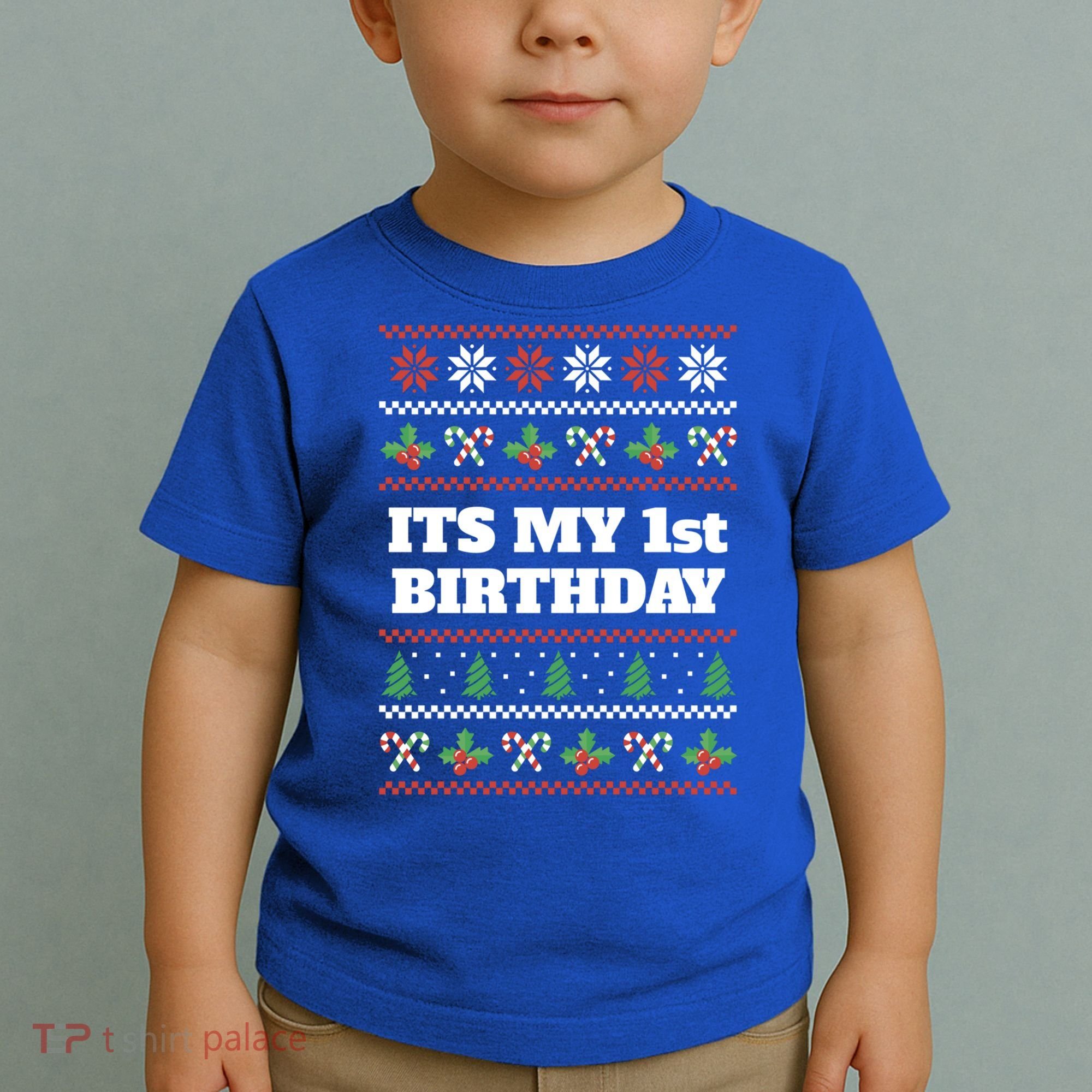 Merry Christmas And Yes Its My 1st Birthday Ugly Sweater Funny Gift Toddler T-Shirt