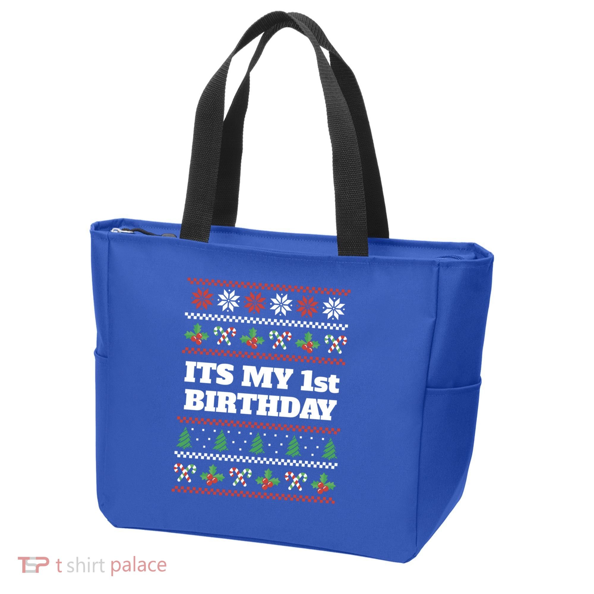 Merry Christmas And Yes Its My 1st Birthday Ugly Sweater Funny Gift Tote Bag