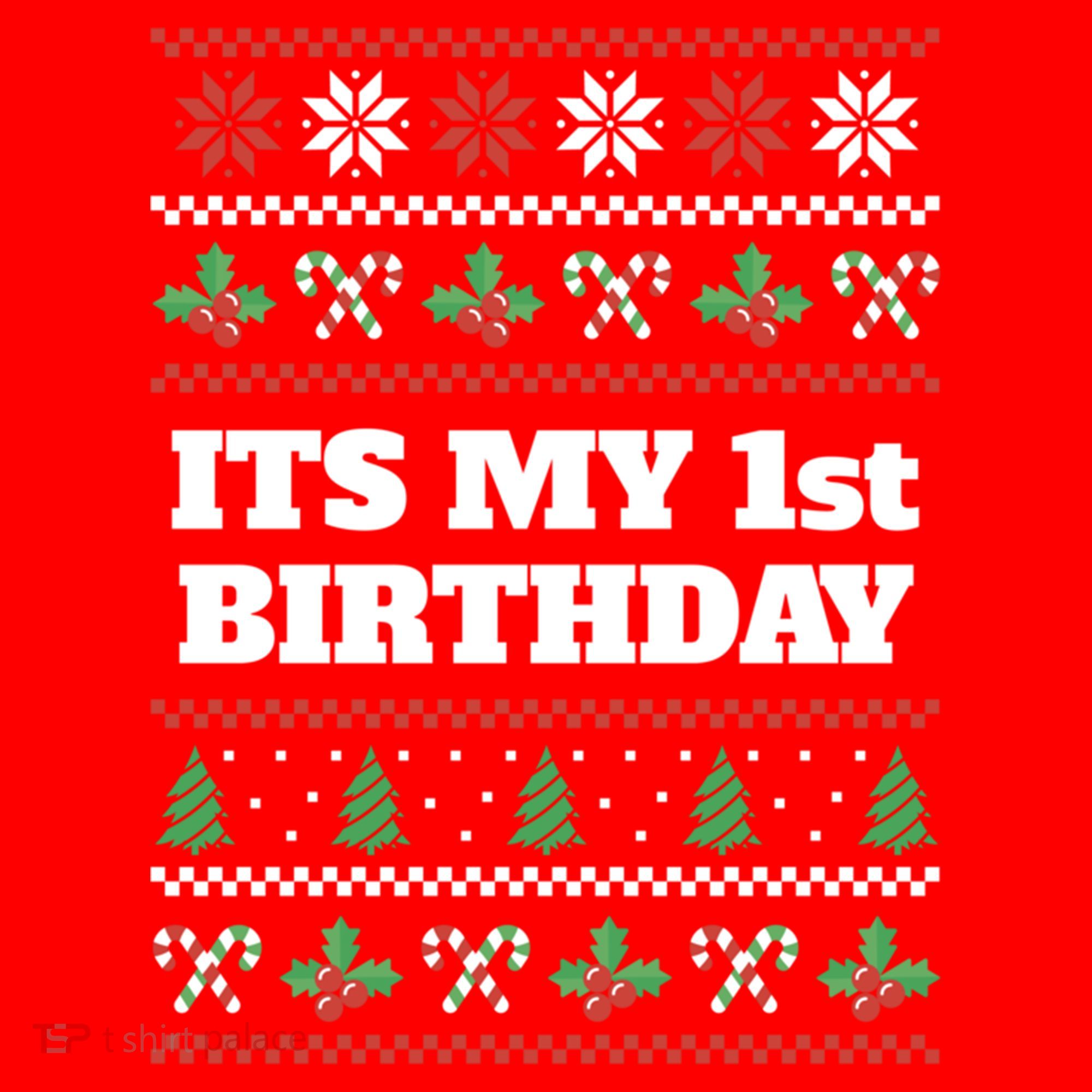 Merry Christmas And Yes Its My 1st Birthday Ugly Sweater Funny Gift Santa Hat