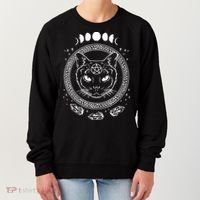 Moon Cat Alchemy Witch Dark Symbols Goth Halloween Women's Sweatshirt thumb 0