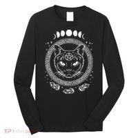 Moon Cat Alchemy Witch Dark Symbols Goth Halloween Long Sleeve Shirt thumb 0