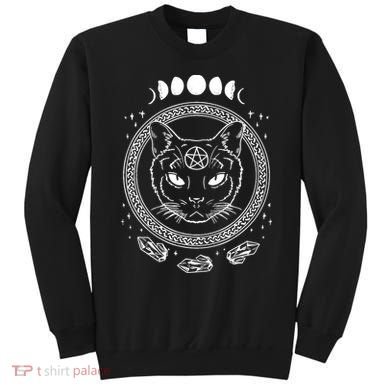 Moon Cat Alchemy Witch Dark Symbols Goth Halloween Sweatshirt