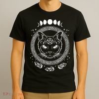 Moon Cat Alchemy Witch Dark Symbols Goth Halloween T-Shirt thumb 3