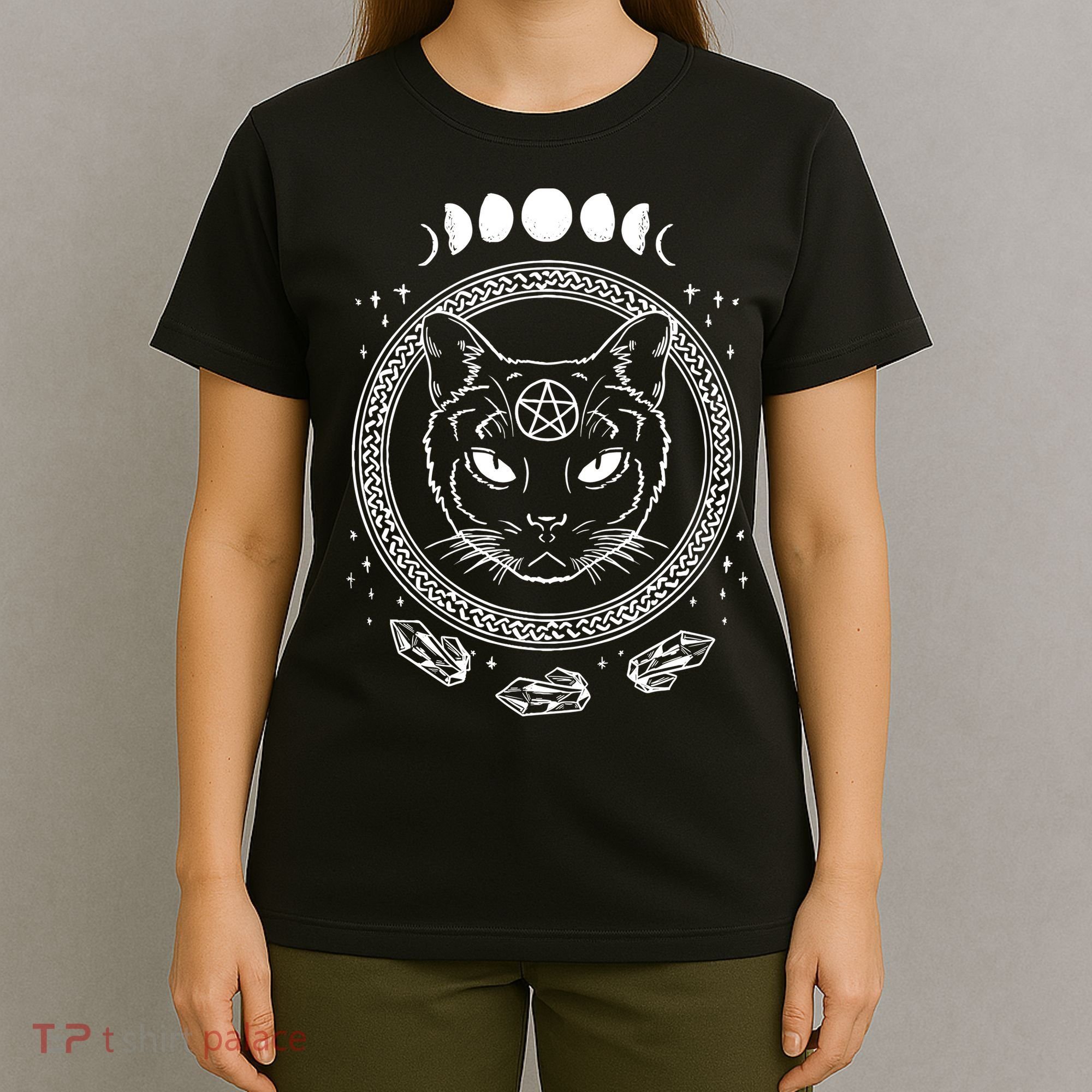 Moon Cat Alchemy Witch Dark Symbols Goth Halloween T-Shirt
