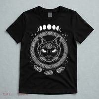 Moon Cat Alchemy Witch Dark Symbols Goth Halloween T-Shirt thumb 5