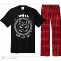 Moon Cat Alchemy Witch Dark Symbols Goth Halloween Pajama Set thumb 0