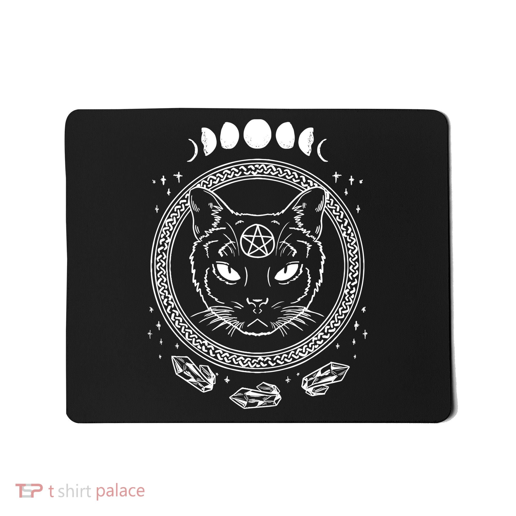 Moon Cat Alchemy Witch Dark Symbols Goth Halloween Mousepad