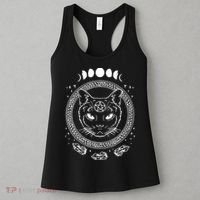 Moon Cat Alchemy Witch Dark Symbols Goth Halloween Women's Tank Top thumb 3