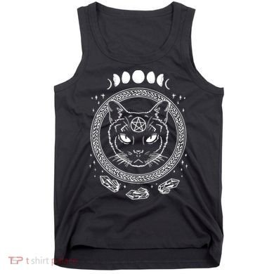 Moon Cat Alchemy Witch Dark Symbols Goth Halloween Tank Top