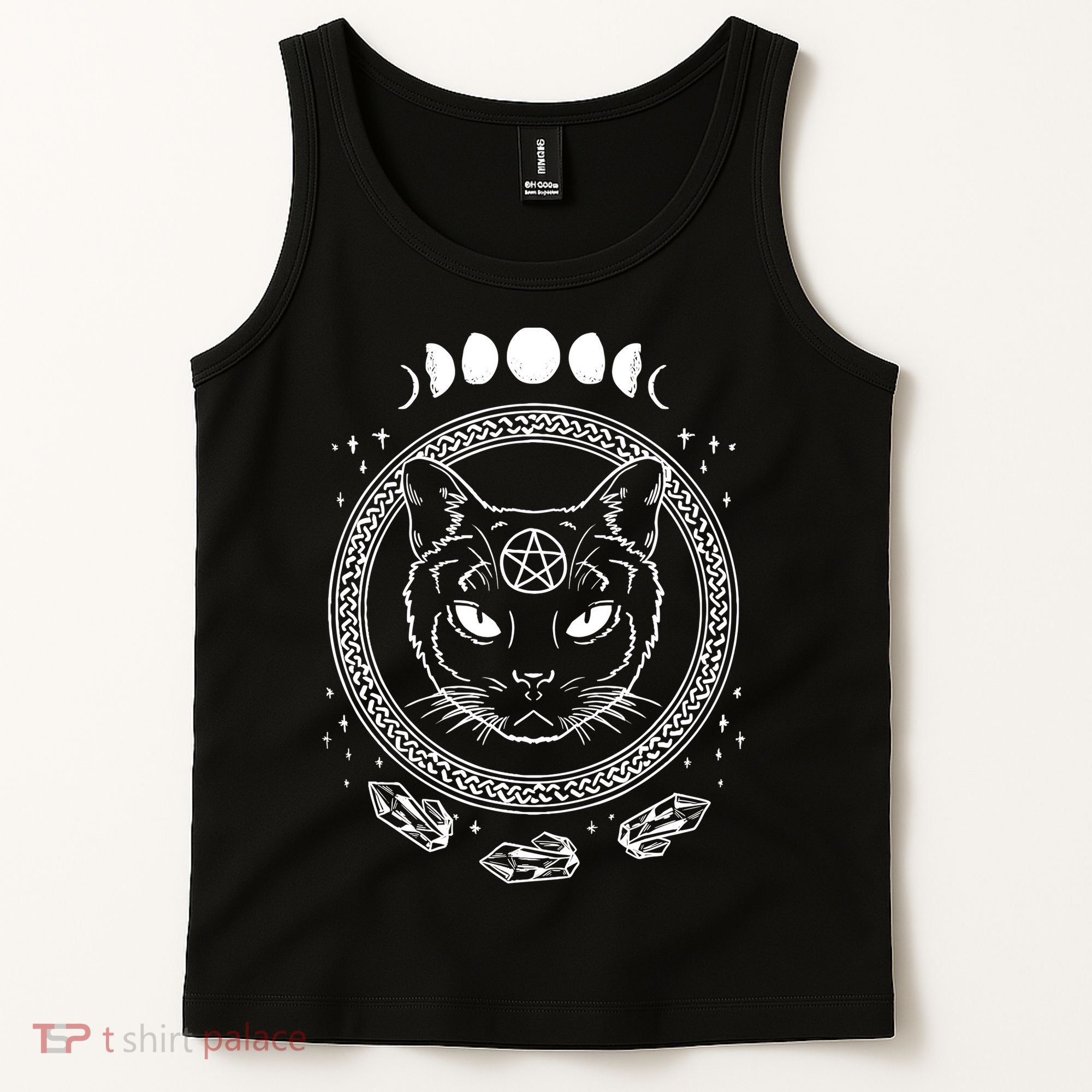 Moon Cat Alchemy Witch Dark Symbols Goth Halloween Tank Top