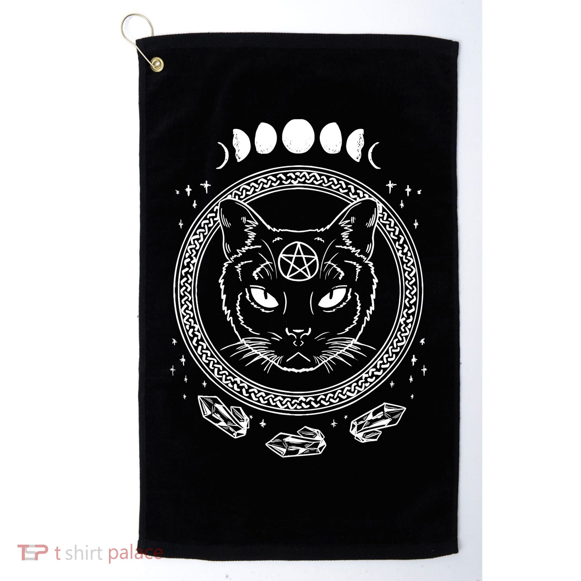 Moon Cat Alchemy Witch Dark Symbols Goth Halloween Golf Towel