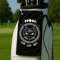 Moon Cat Alchemy Witch Dark Symbols Goth Halloween Golf Towel thumb 2