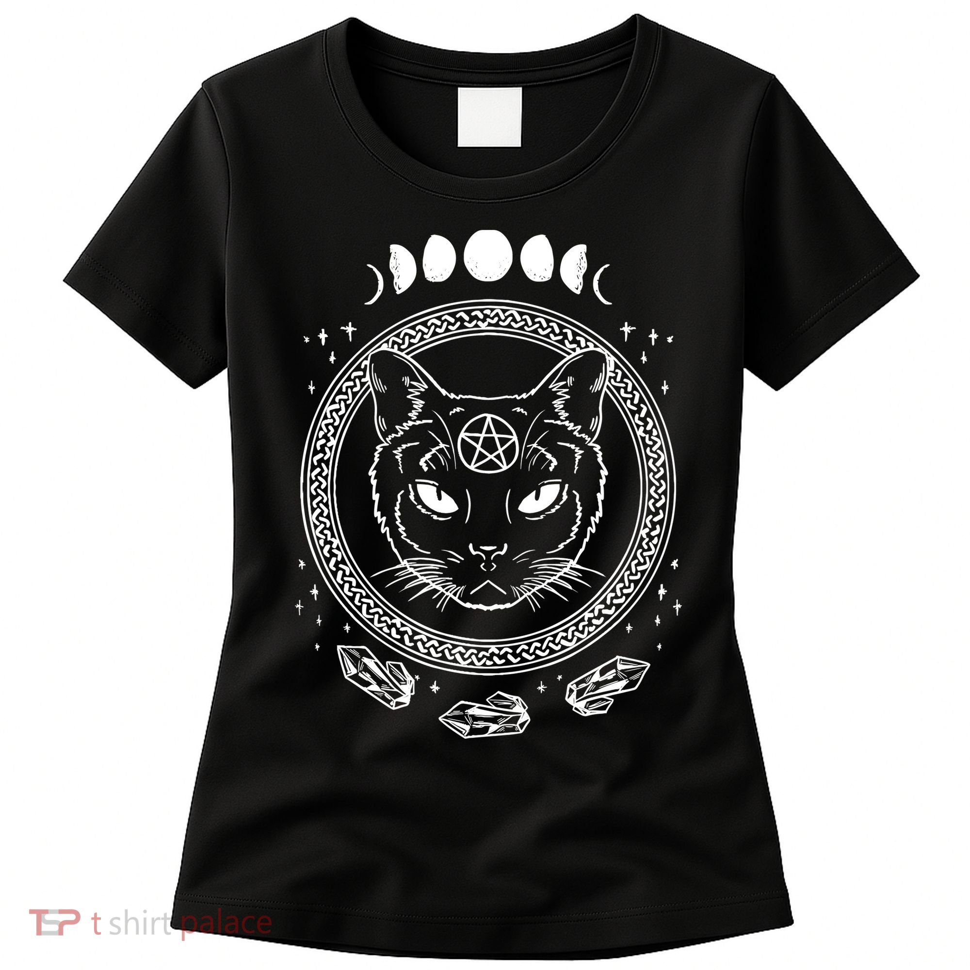 Moon Cat Alchemy Witch Dark Symbols Goth Halloween Women's T-Shirt