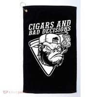 Monkey Cigars And Bad Decisions Golf Towel thumb 0