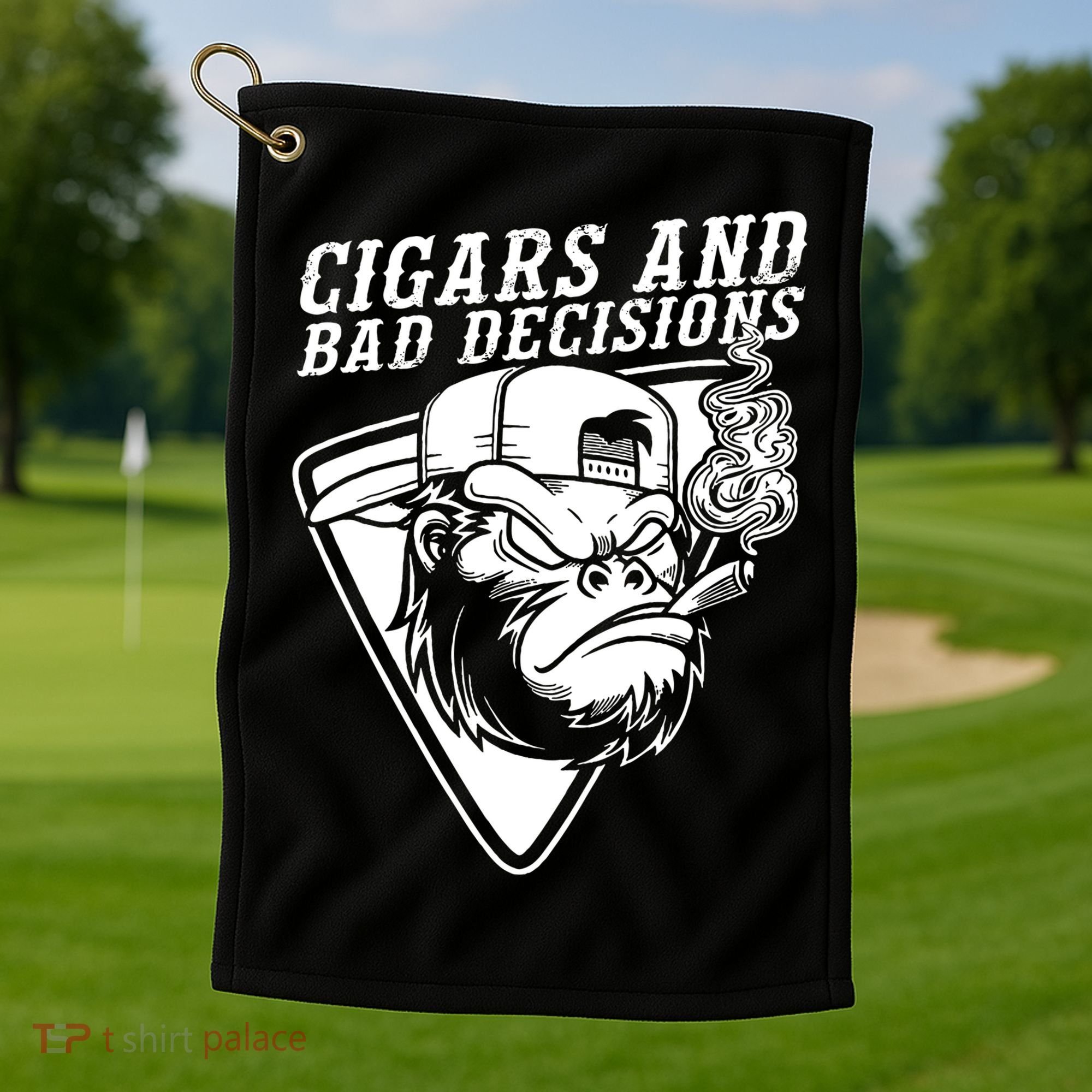 Monkey Cigars And Bad Decisions Golf Towel