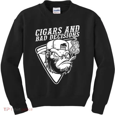 Monkey Cigars And Bad Decisions Kids Sweatshirt