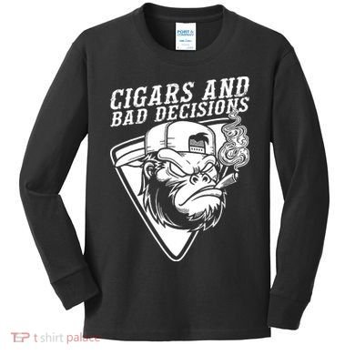Monkey Cigars And Bad Decisions Kids Long Sleeve Shirt