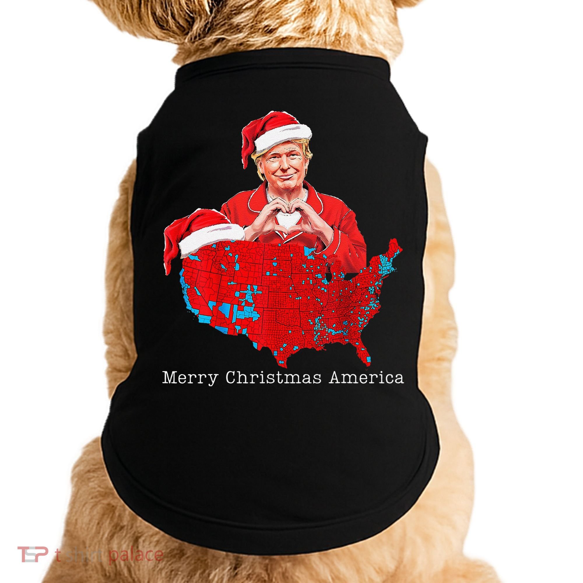 Merry Christmas America Donald Trump Coverage Xmas Pajamas Doggie Tank