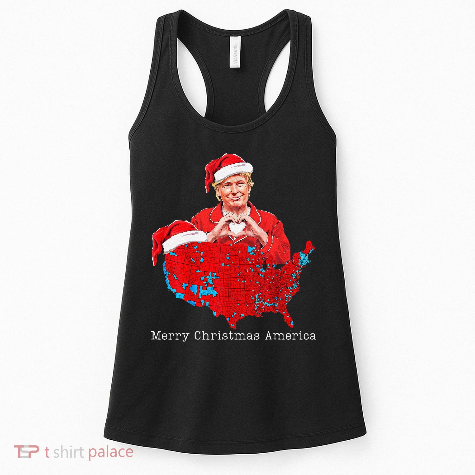 Merry Christmas America Donald Trump Coverage Xmas Pajamas Women's Tank Top