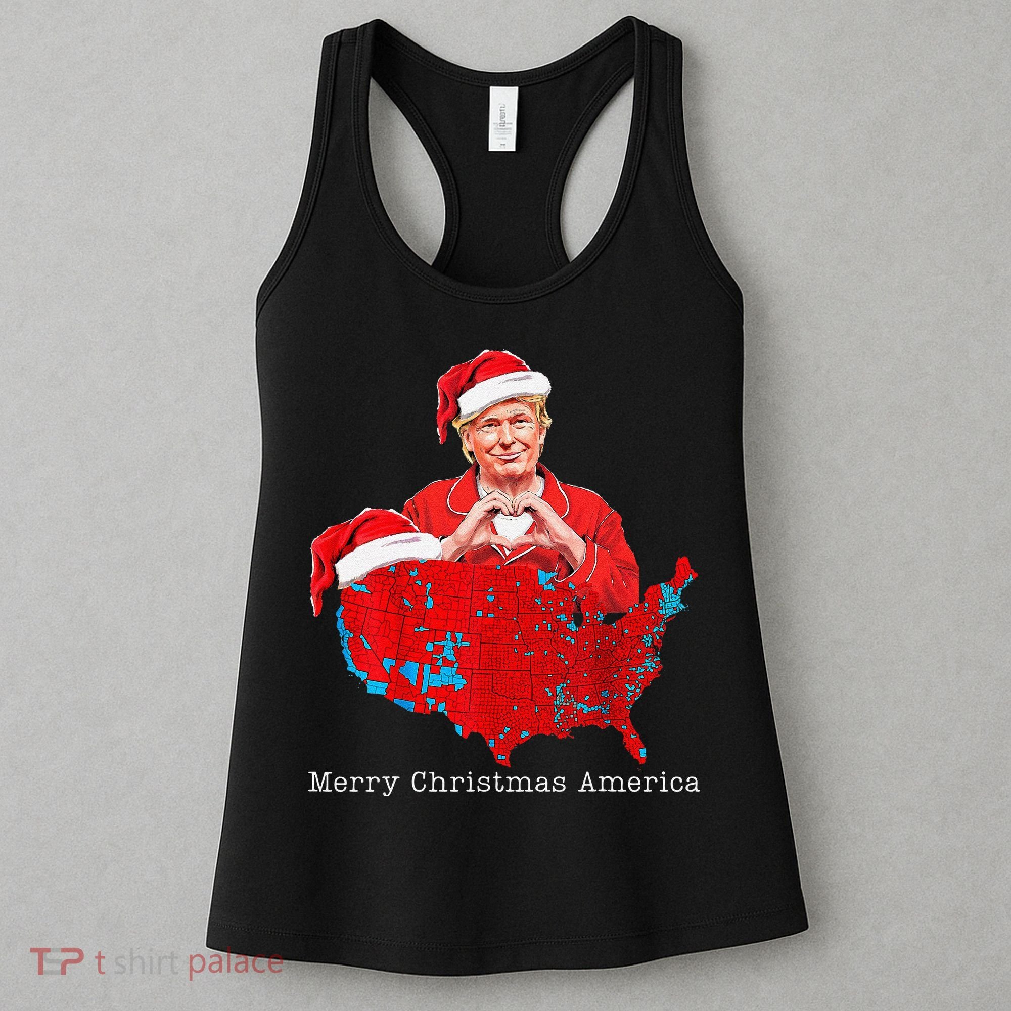Merry Christmas America Donald Trump Coverage Xmas Pajamas Women's Tank Top