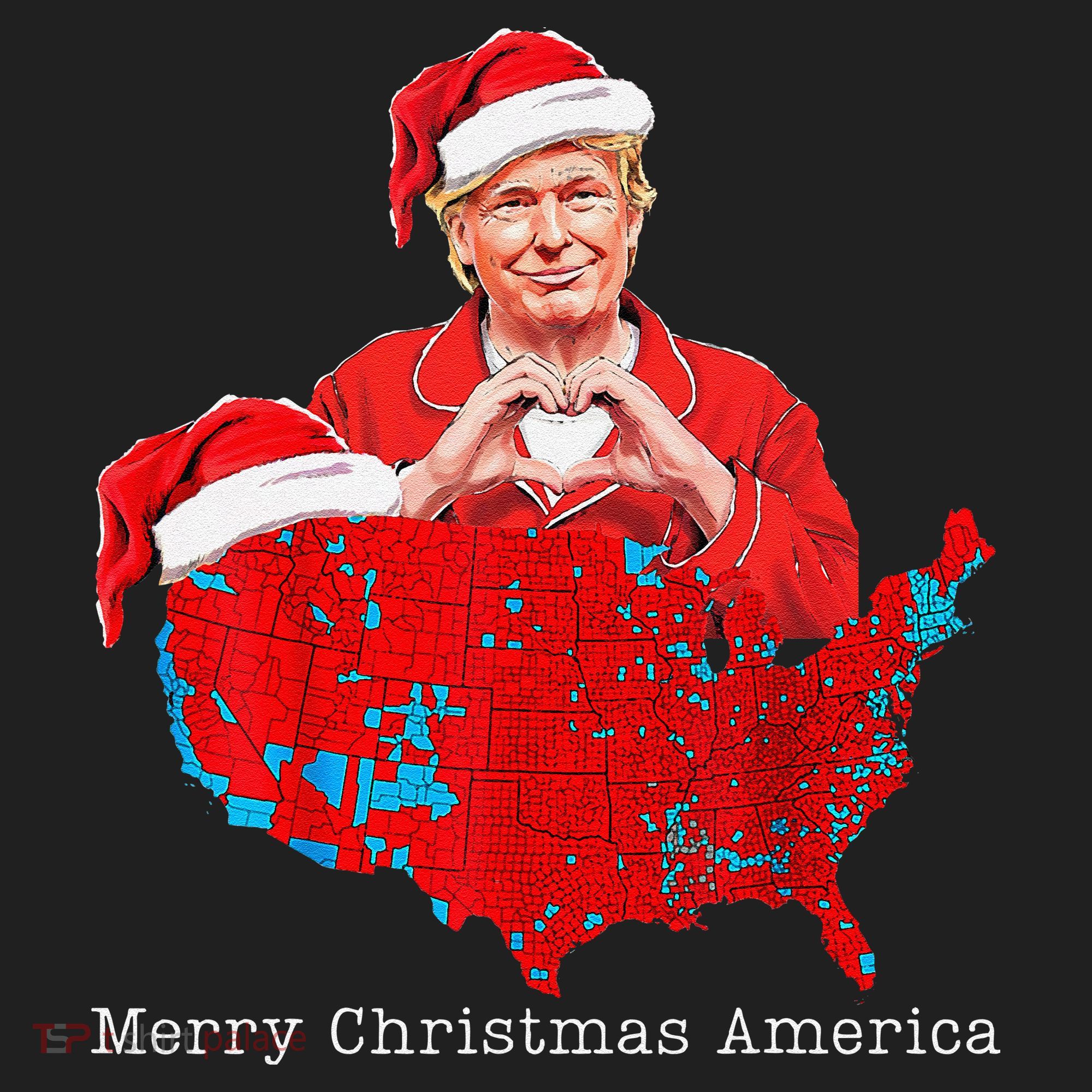 Merry Christmas America Donald Trump Coverage Xmas Pajamas Hat