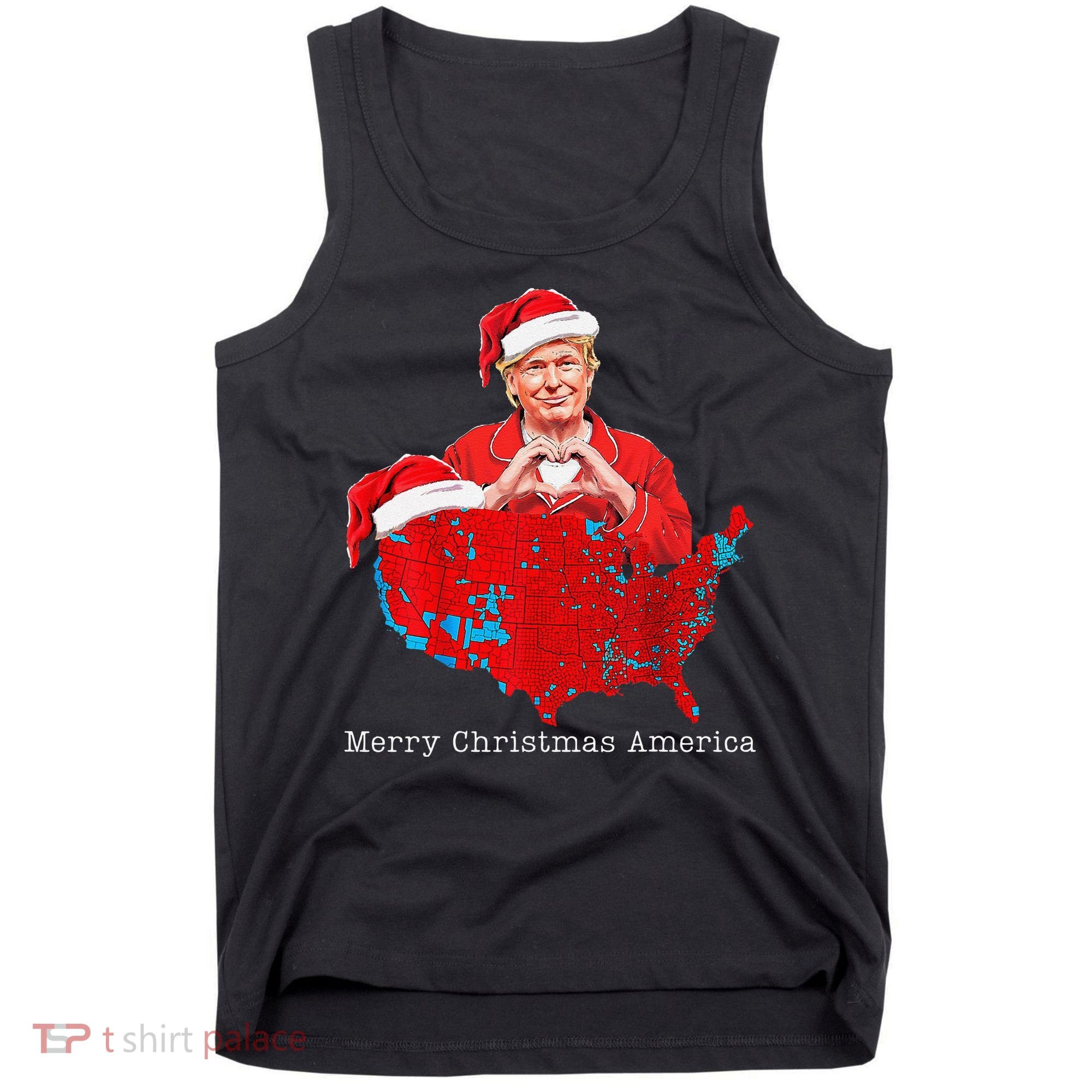 Merry Christmas America Donald Trump Coverage Xmas Pajamas Tank Top