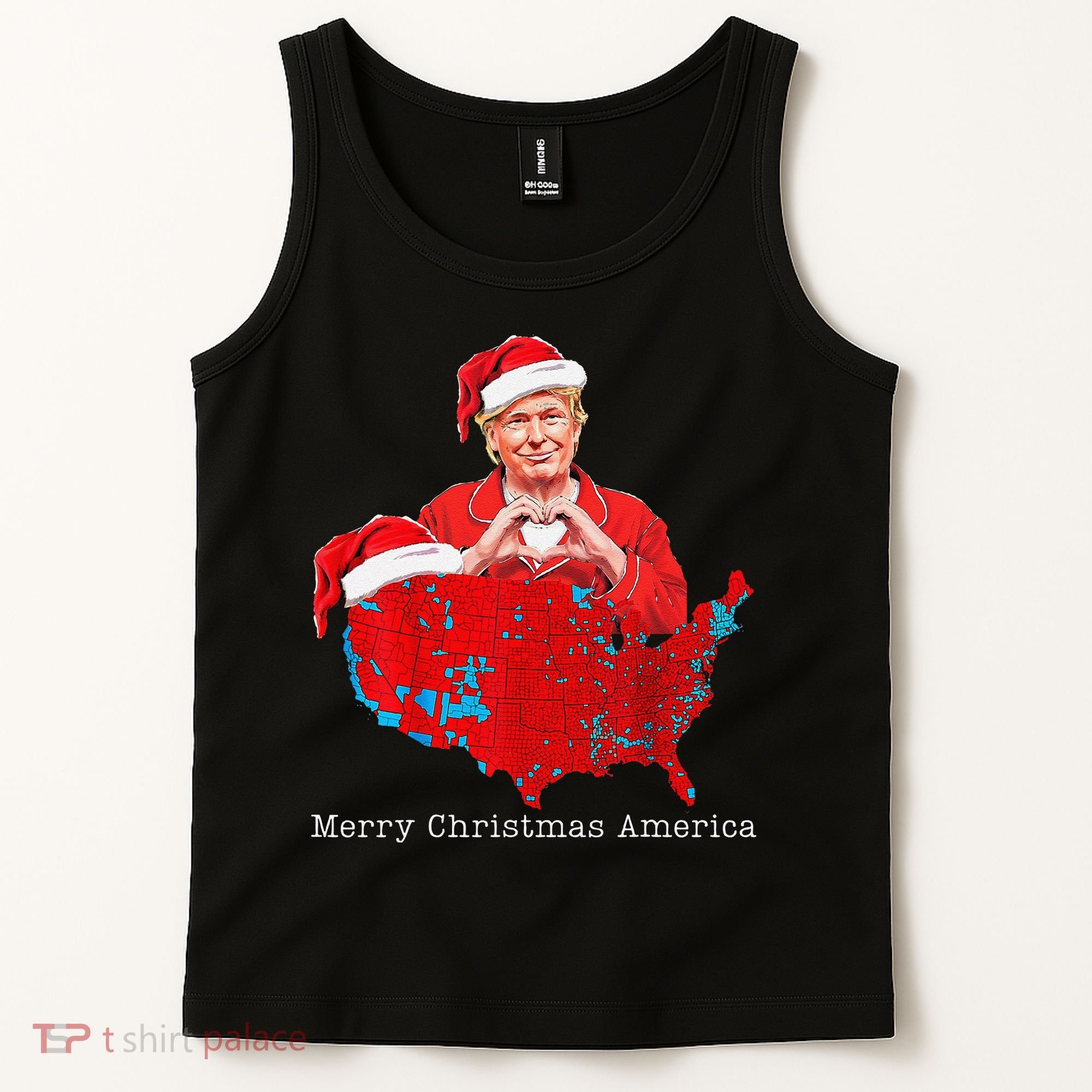 Merry Christmas America Donald Trump Coverage Xmas Pajamas Tank Top