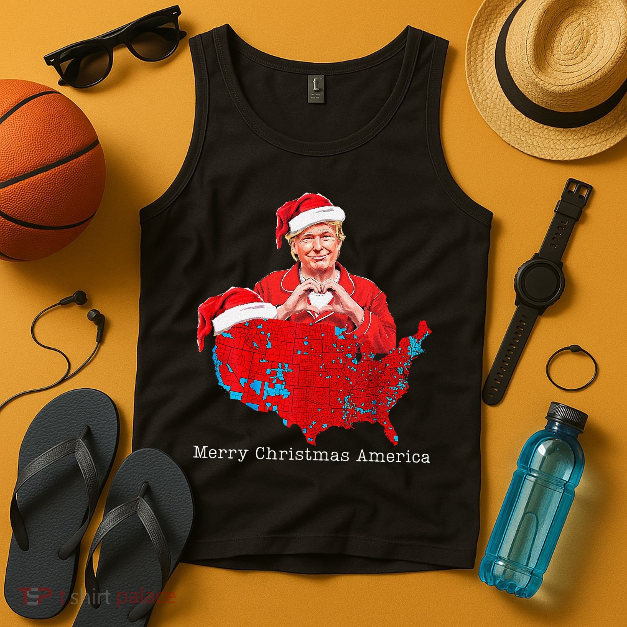 Merry Christmas America Donald Trump Coverage Xmas Pajamas Tank Top