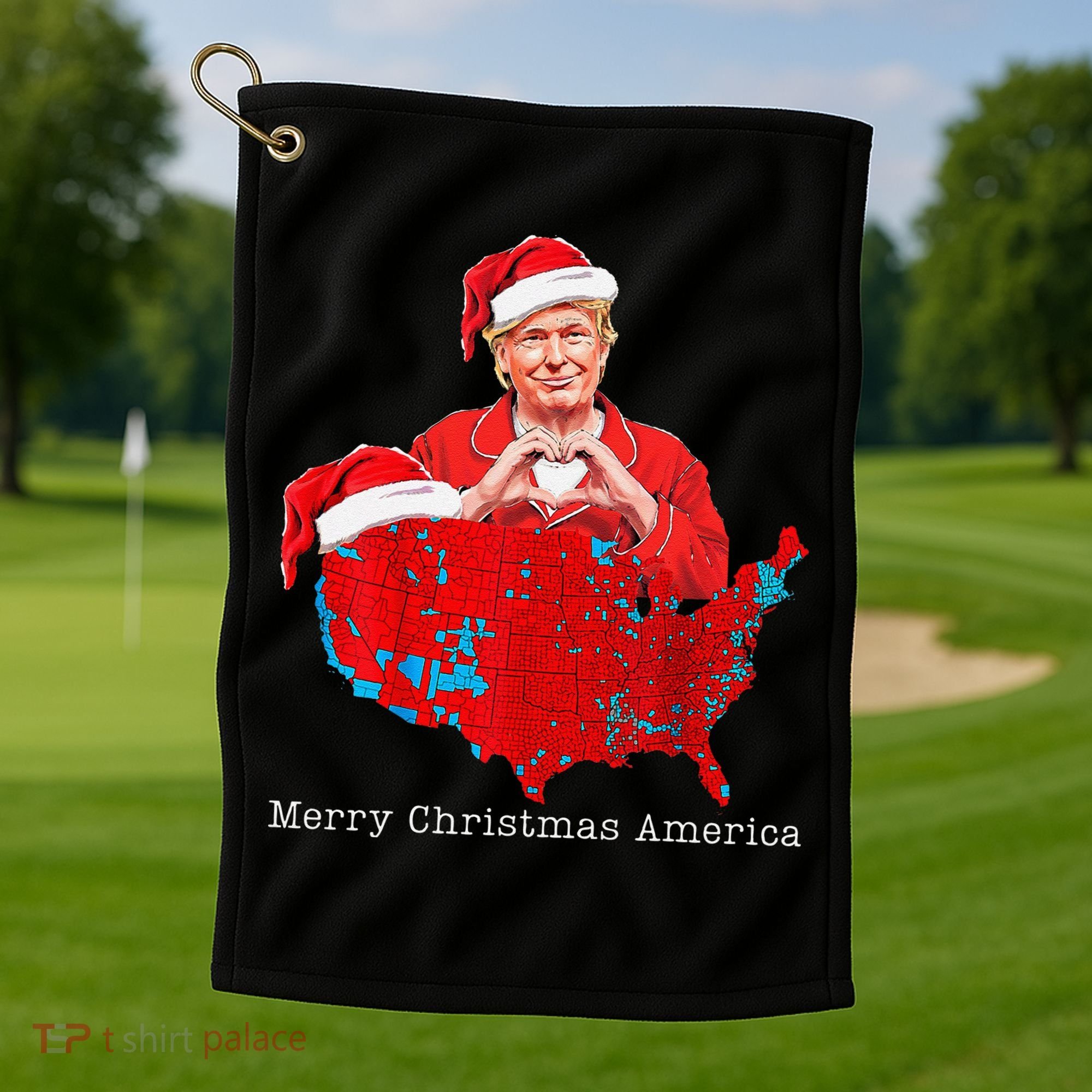 Merry Christmas America Donald Trump Coverage Xmas Pajamas Golf Towel