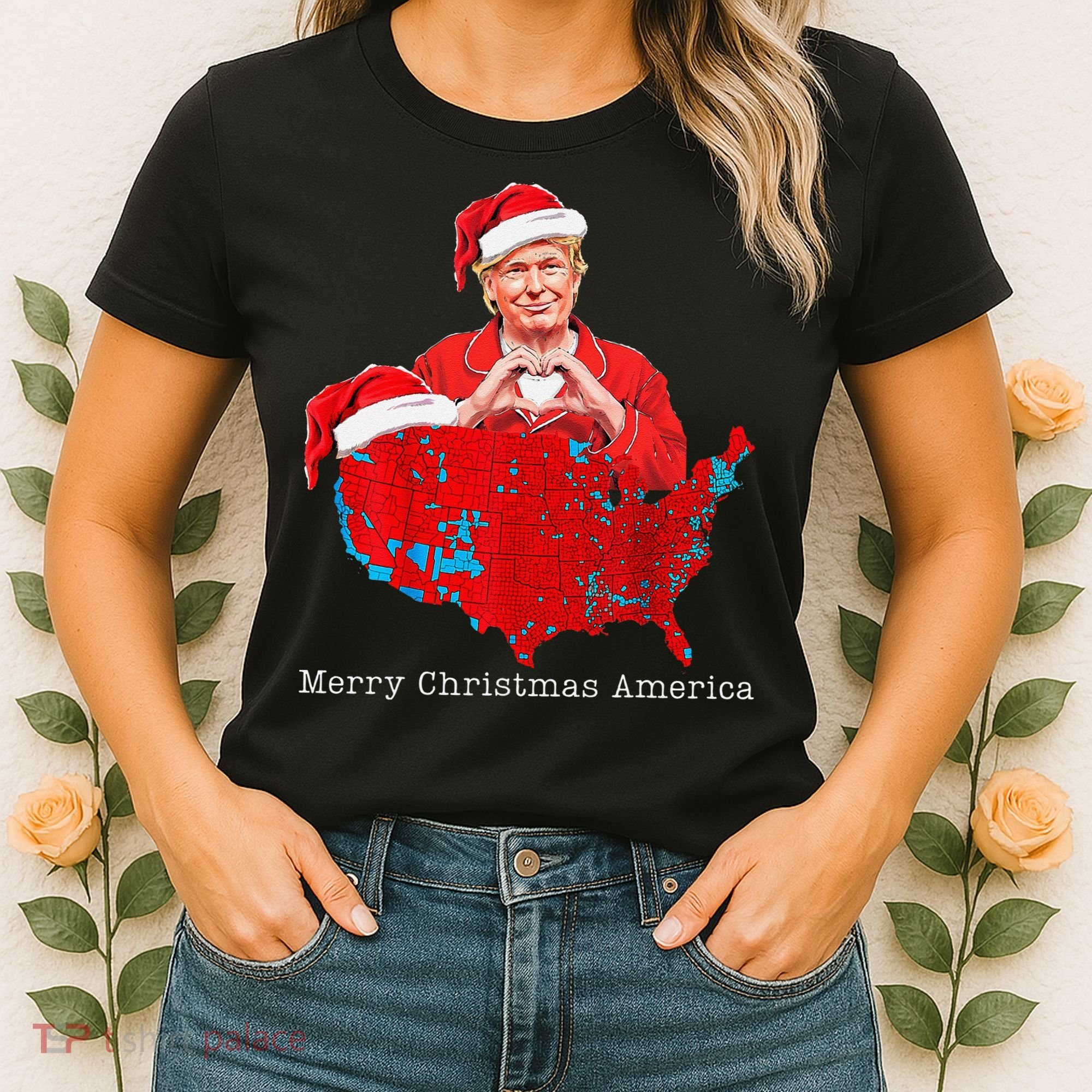 Merry Christmas America Donald Trump Coverage Xmas Pajamas Women's T-Shirt