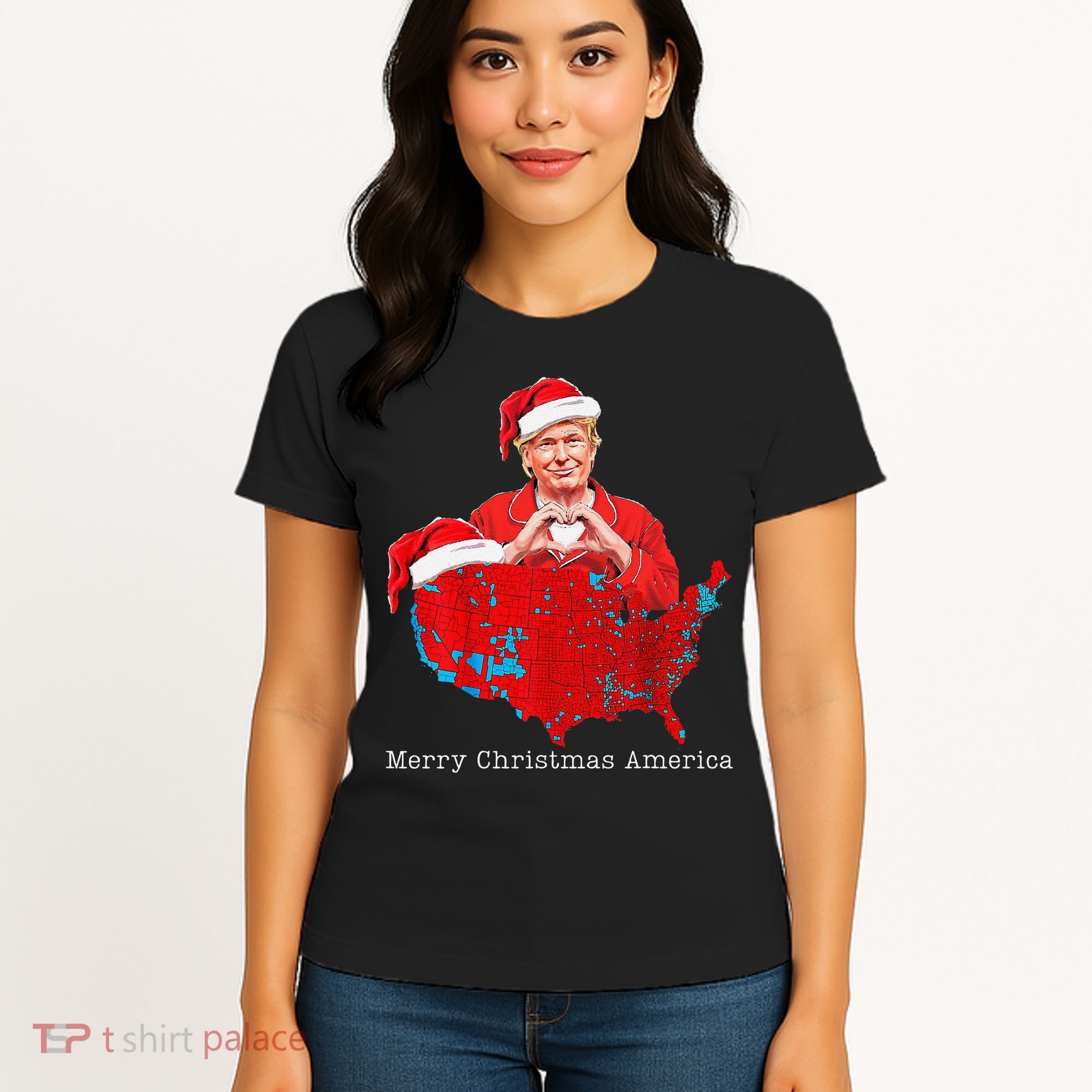 Merry Christmas America Donald Trump Coverage Xmas Pajamas Women's T-Shirt