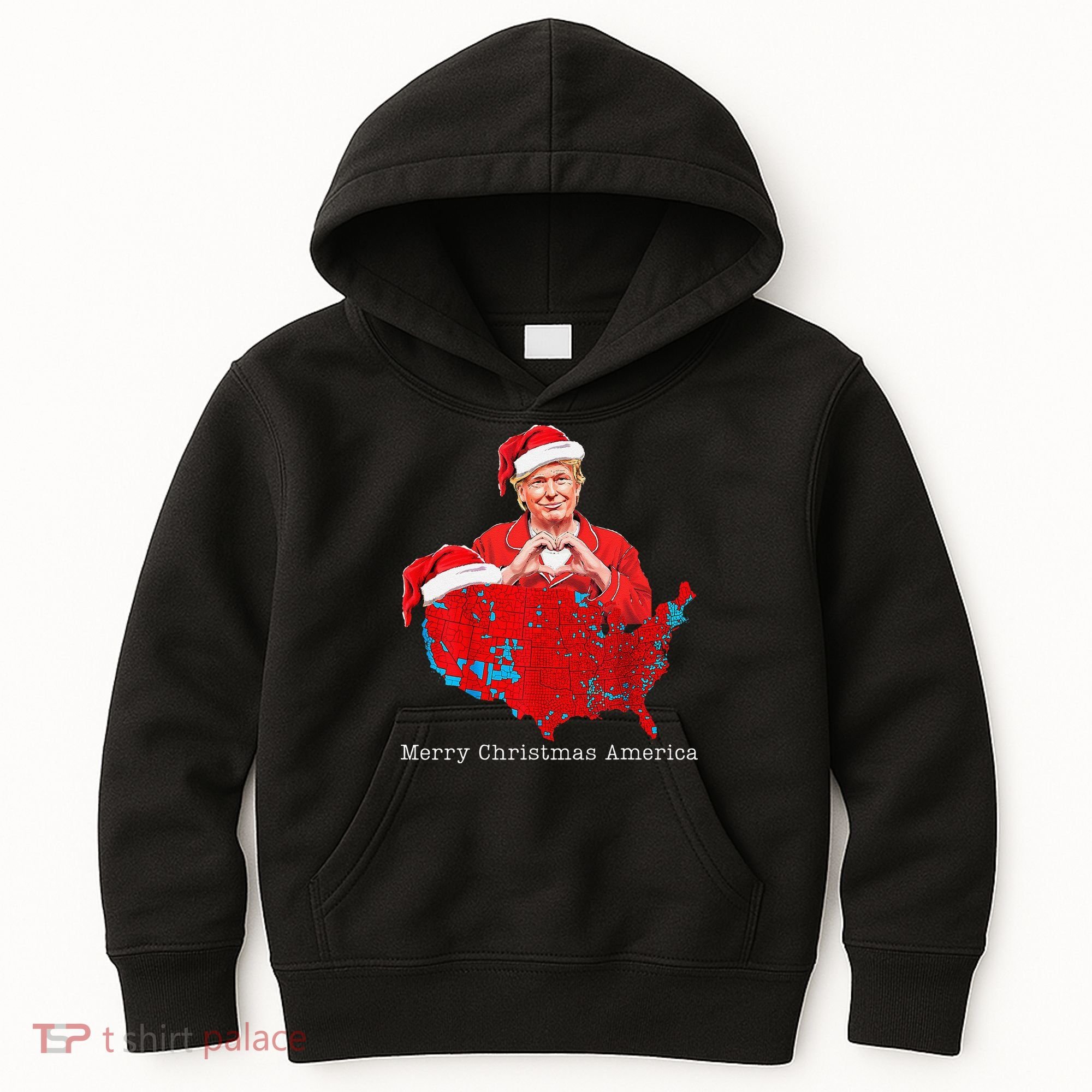 Merry Christmas America Donald Trump Coverage Xmas Pajamas Kids Hoodie
