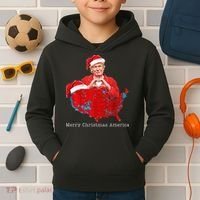 Merry Christmas America Donald Trump Coverage Xmas Pajamas Kids Hoodie thumb 2