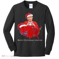 Merry Christmas America Donald Trump Coverage Xmas Pajamas Kids Long Sleeve Shirt thumb 0