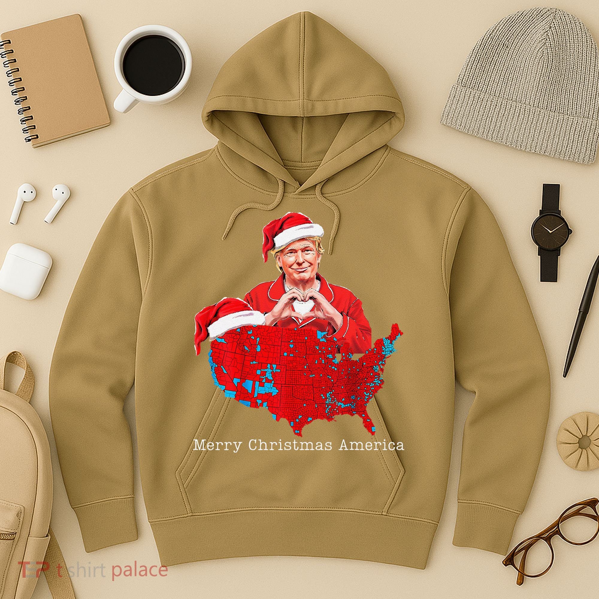 Merry Christmas America Donald Trump Coverage Xmas Pajamas Hoodie