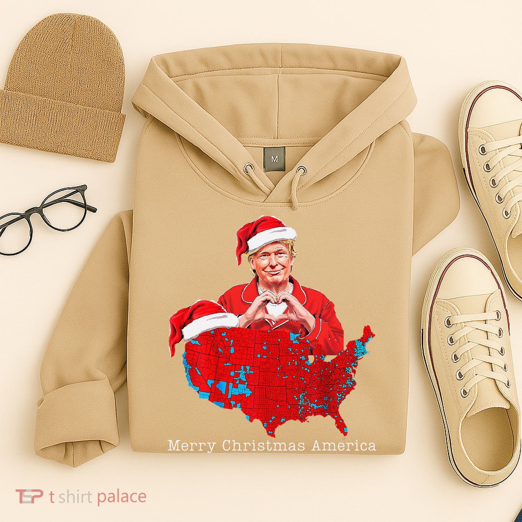 Merry Christmas America Donald Trump Coverage Xmas Pajamas Hoodie