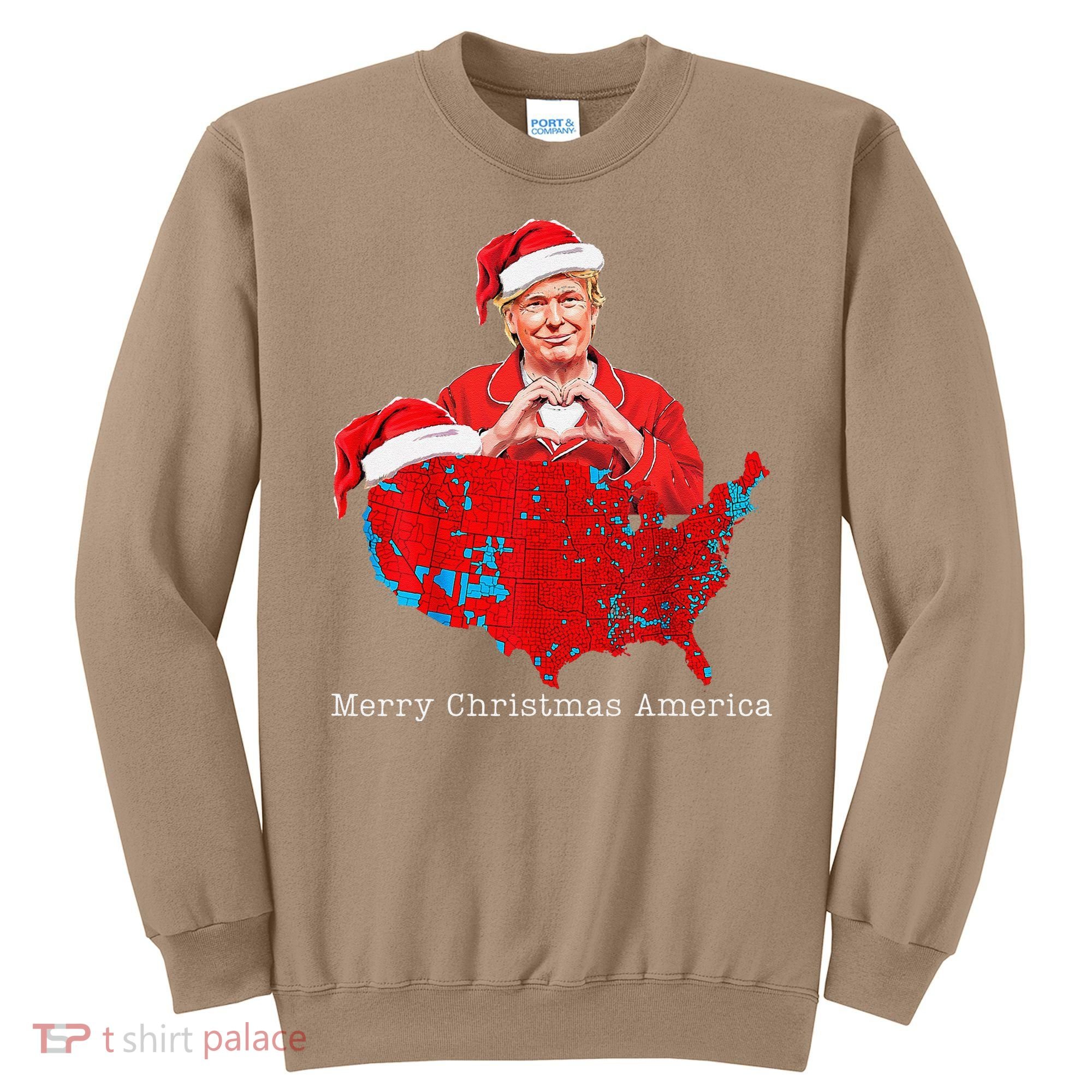 Merry Christmas America Donald Trump Coverage Xmas Pajamas Sweatshirt