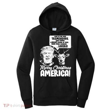 Merry Christmas America Trump Reindeer Women's Hoodie