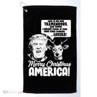 Merry Christmas America Trump Reindeer Golf Towel thumb 0
