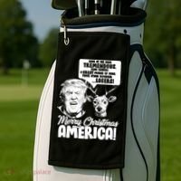Merry Christmas America Trump Reindeer Golf Towel thumb 2