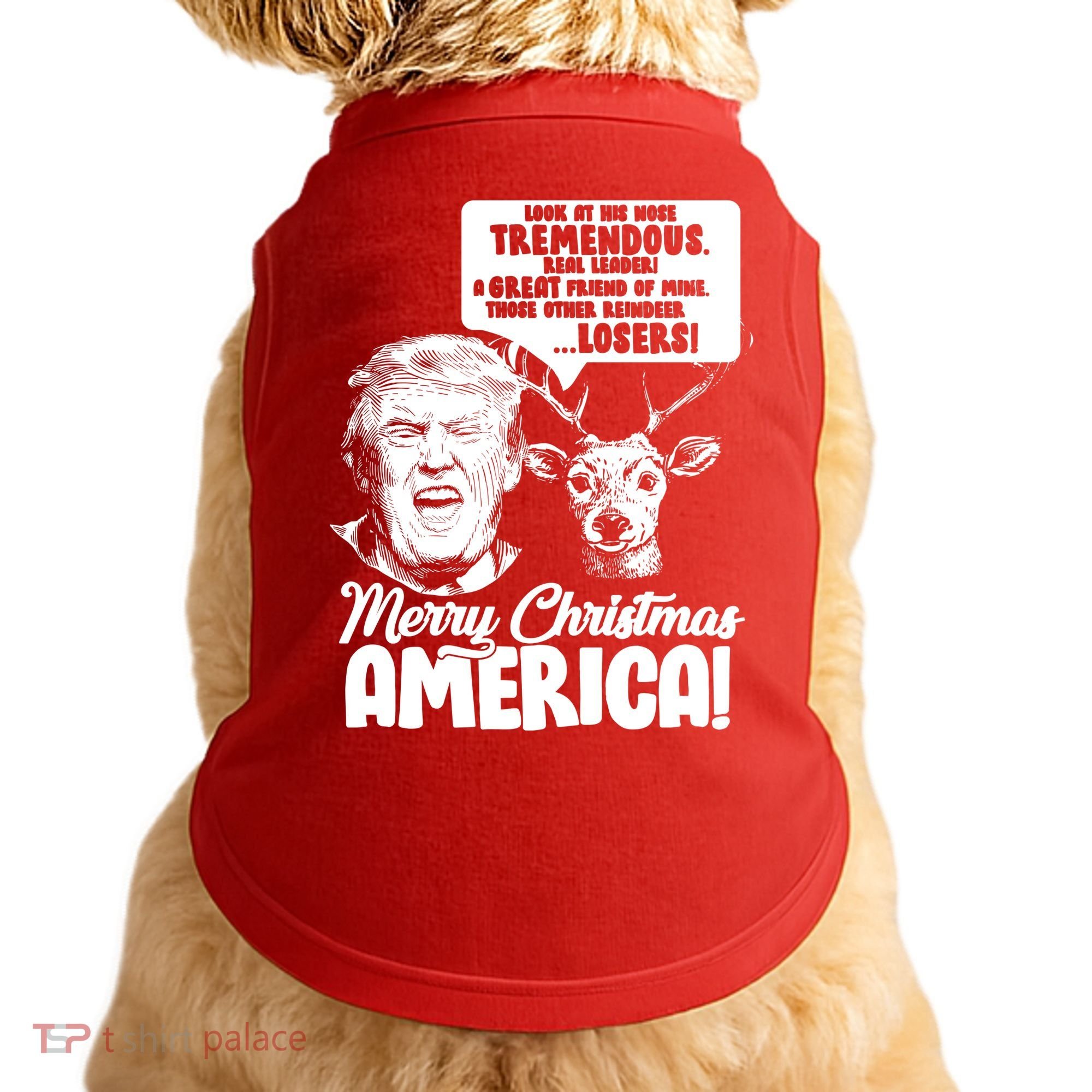 Merry Christmas America Trump Reindeer Doggie Tank